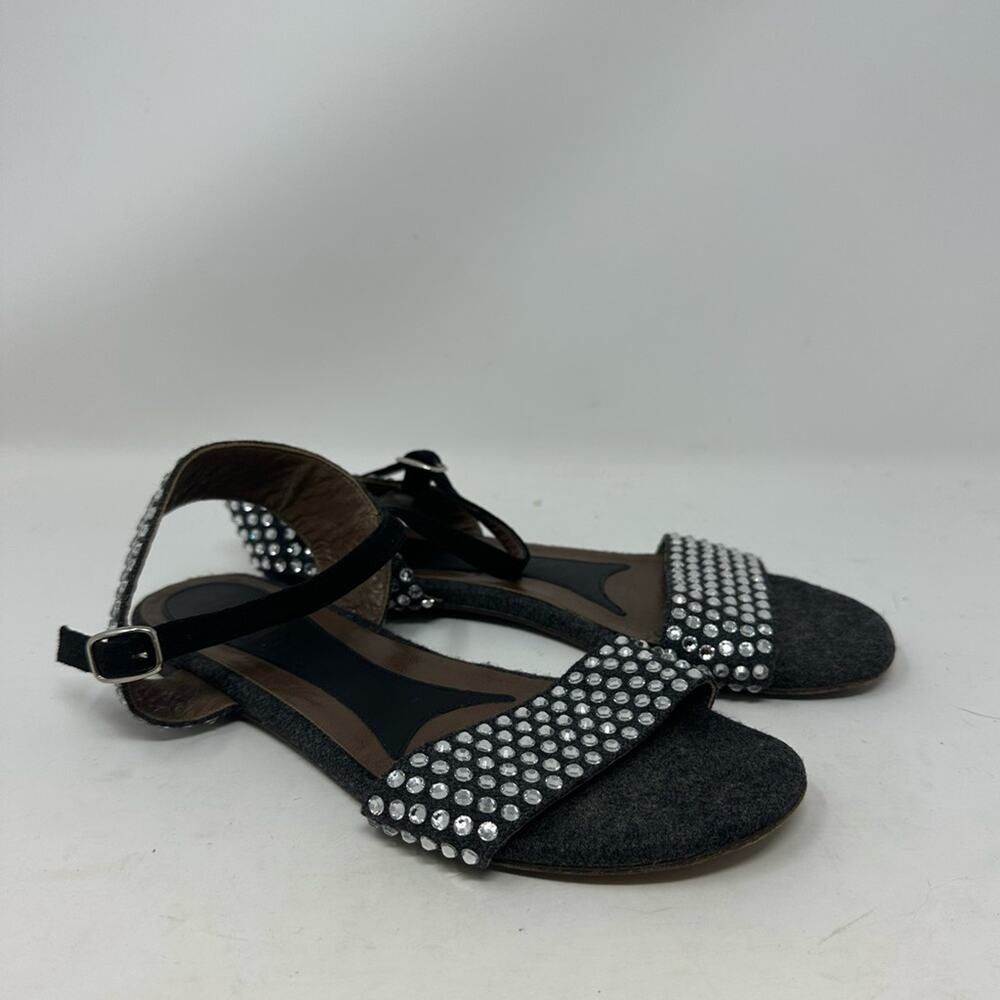 Marni Crystal Studded Sandals Size 36.5 6.5 Leather Jewel Designer Shoes